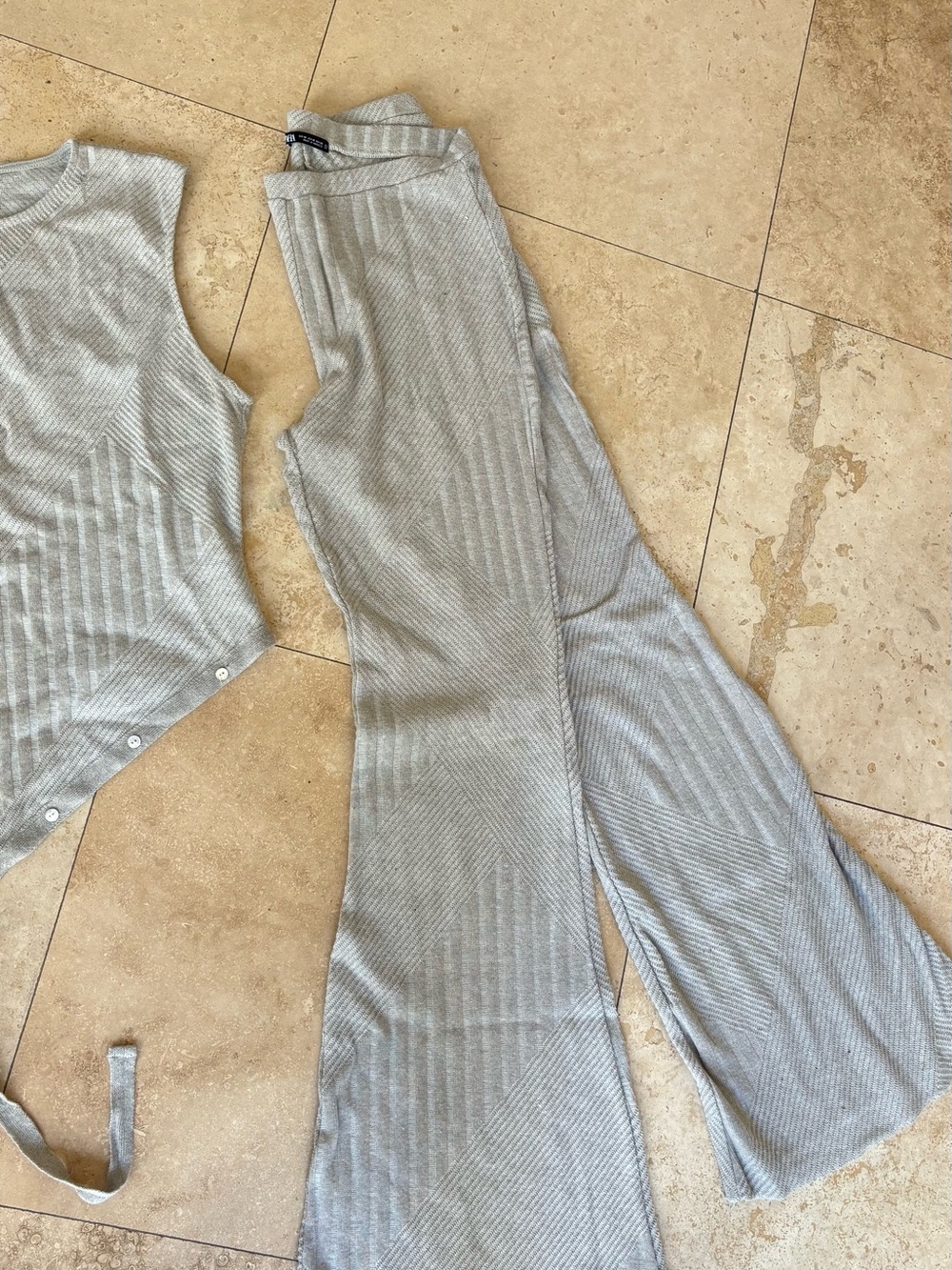 Zara Taupe Ribbed Knit Two-Piece Set - Picture 3 of 5